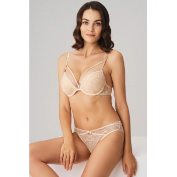 Balenli Destekli Dolgulu Yaka Detaylı Taşlı Dantelli Sütyen Ve String Takım