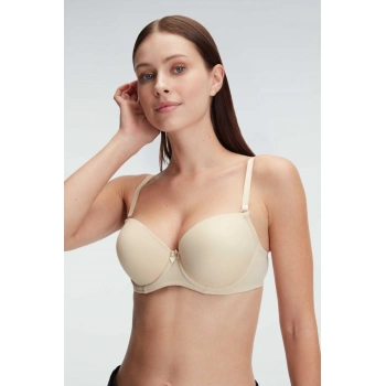 MARSiLYAN- Balenli Destekli Dolgulu Askıları Çıkabilen Günlük Klasik T-shirt Sütyeni