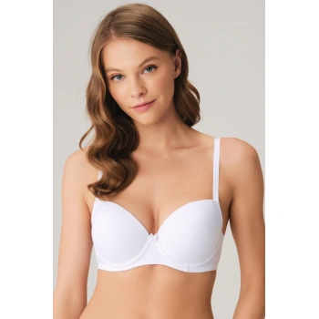 MARSiLYAN- Balenli Destekli Dolgulu Askıları Çıkabilen Günlük Klasik T-shirt Sütyeni