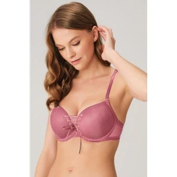 MARSiLYAN- Balenli Destekli Dolgulu Askıları Çıkabilen Yaka Detaylı T-shirt Sütyeni