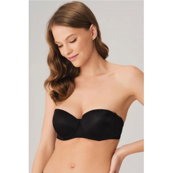 MARSiLYAN- Balenli Destekli Dolgulu Askısız Straplez Günlük Klasik T-shirt Sütyeni