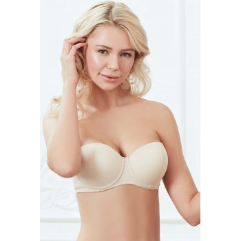 MARSiLYAN- Balenli Destekli Dolgulu Askısız Straplez Günlük Klasik T-shirt Sütyeni