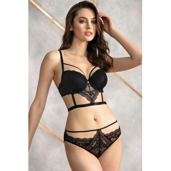 MARSiLYAN- Balenli Destekli Dolgulu Yaka Detaylı Dantelli Büstiyer Sütyen Ve Slip Takım