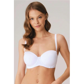 MARSiLYAN- Balenli Desteksiz Dolgusuz Askısız Straplez Yumuşak Süngerli Günlük Klasik T-shirt Sütyeni