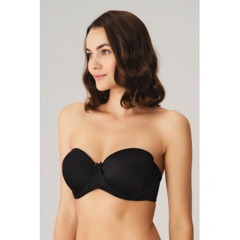 MARSiLYAN- Balenli Desteksiz Dolgusuz Askısız Straplez Yumuşak Süngerli Günlük Klasik T-shirt Sütyeni