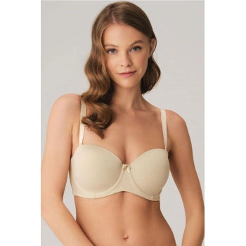 MARSiLYAN- Balenli Desteksiz Dolgusuz Askısız Straplez Yumuşak Süngerli Günlük Klasik T-shirt Sütyeni