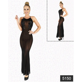 MARSiLYAN-  Göğüs Dekoltesi Sim Güpürlü Gecelik