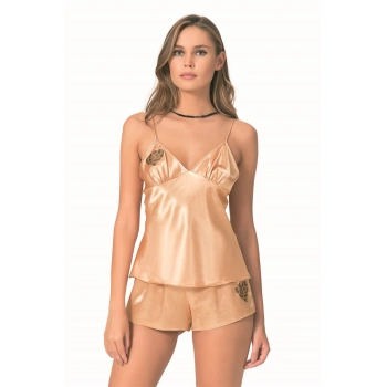 MARSiLYAN- Gold Saten Babydoll Şort Takımı
