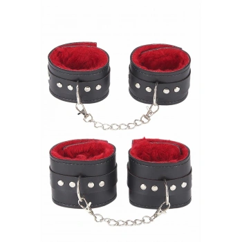 MARSiLYAN-  İçi Kırmızı Tüylü Kol Bacak Kelepce Set