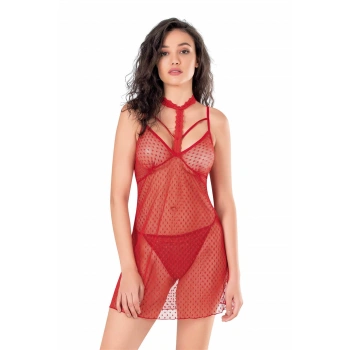 MARSiLYAN-   Kırmızı Kısa Tül Gecelik