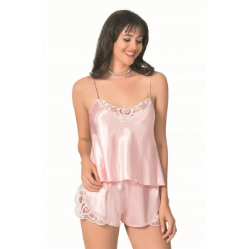 MARSiLYAN- Somon Saten Babydoll Şort Takımı