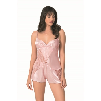 MARSiLYAN- Somon Saten Babydoll Şort Takımı