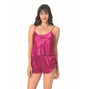 MARSiLYAN- Vişne Saten Babydoll Şort Takımı