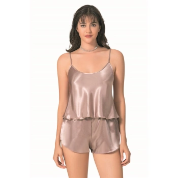 MARSiLYAN- Vizon Saten Babydoll Şort Takımı
