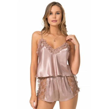 MARSiLYAN- Vizon Saten Babydoll Şort Takımı