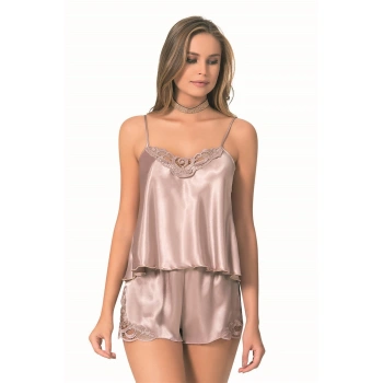 MARSiLYAN- Vizon Saten Babydoll Şort Takımı