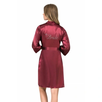 MARSiLYAN- Bordo Kısa Saten Bride Sabahlık