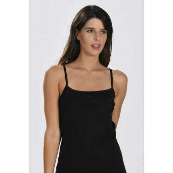 MARSiLYAN- İp Askılı Siyah Ribana Atlet