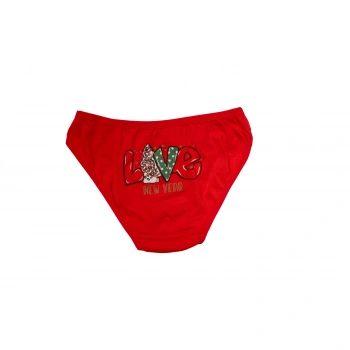 MARSiLYAN-  Kırmızı Yılbaşı Desenli Love New Year Pamuklu Külot