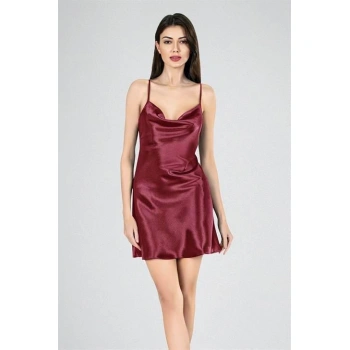 MARSiLYAN- Kısa Gecelik Degaje Bordo 7740