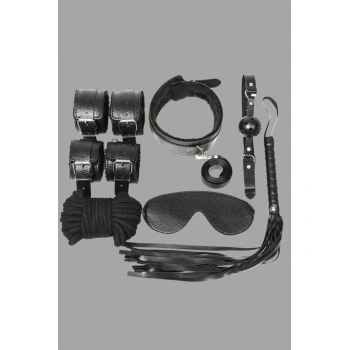 MARSiLYAN- Kol Bacak İp Maske Kelepce Ağız Topu Kople Deri Set 700918