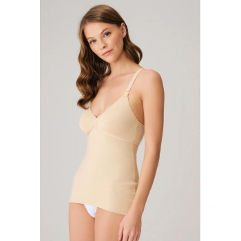 MARSiLYAN- Modal Pamuklu Lohusa Önden Açılan Ten Emzirme Atleti