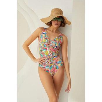 MARSiLYAN- Özel Tasarım Tropikal Desenli Mayo