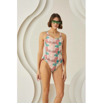 MARSiLYAN- Soft Tropikal Yandan Büzgülü Mayo