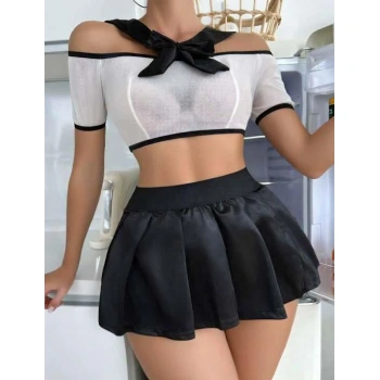 MARSiLYAN- Transparan Mini Etekli Kurdela Detaylı Fantezi Kostüm