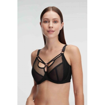 MARSiLYAN- Tüllü Balenli Desteksiz Dolgusuz Yaka Detaylı Toparlayıcı Küçültücü Sütyen