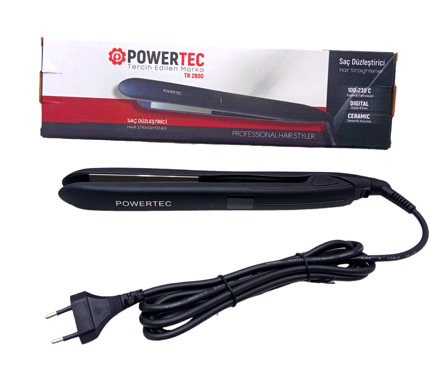 POWERTEC TR-2800 DİJİTAL SAÇ DÜZLEŞTİRİCİ SERAMİK 100°-230°C (4887)