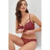 MARSiLYAN- Balenli Destekli Dolgulu Yaka Detaylı Fermuarlı Dantelli Büstiyer Sütyen Ve Slip Takım