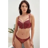 MARSiLYAN- Balenli Destekli Dolgulu Yaka Detaylı Fermuarlı Dantelli Büstiyer Sütyen Ve Slip Takım
