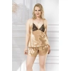 MARSiLYAN- Büyük Beden Gold Saten Babydoll Şort Takımı