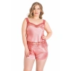 MARSiLYAN- Büyük Beden Mercan Saten Babydoll Şort Takımı