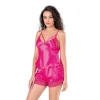MARSiLYAN- Fuşya Saten Babydoll Şort Takımı