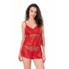 MARSiLYAN-   Kırmızı Saten Babydoll Şort Takımı