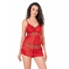 MARSiLYAN-   Kırmızı Saten Babydoll Şort Takımı