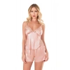 MARSiLYAN-   Koyu Pudra Saten Babydoll Şort Takımı