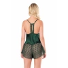 MARSiLYAN-   Koyu Yeşil Saten Babydoll Şort Takımı