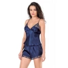 MARSiLYAN-   Lacivert Saten Babydoll Şort Takımı