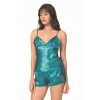 MARSiLYAN- Petrol Saten Babydoll Şort Takımı