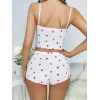 MARSiLYAN-  Beyaz Üstüne Çilek Desenli Askılı Şortlu Pijama Takımı