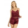 MARSiLYAN- Bordo Saten Şort Takımı 9209