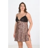 MARSiLYAN- Büyük Beden 2li Leopar Sabahlık Takımı Bigsize 6203