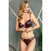 MARSiLYAN- Deri Görünümlü Balenli Destekli Dolgulu Askıları Çıkabilen Ortası Fermuarlı Büstiyer Sütyen Ve Slip Takım
