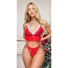 MARSiLYAN- Fantezi Kırmızı Özel Yılbaşı Desenli Sütyen Tanga