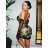 MARSiLYAN- Özel Tasarım Dantel İşlemeli Şık Eldivenli Siyah Fantezi Mini Club Elbisesi
