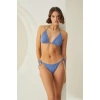 MARSiLYAN- Özel Tasarım Fitilli Boyundan Bağlamalı Mavi Üçgen Bikini Takımı