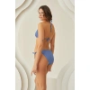 MARSiLYAN- Özel Tasarım Fitilli Boyundan Bağlamalı Mavi Üçgen Bikini Takımı